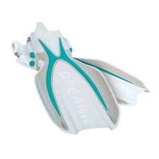 Oceanic Manta Ray Open Heel Fins with Spring Straps, Sea Blue/White