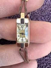 Jaeger LeCoultre 18k Gold Vintage Backwind 14K bracelet  c. 1930s