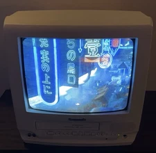 Panasonic TV VCR Combo PV-C1351W ~ Vintage CRT Gaming TV ~ Tested Works ~ White