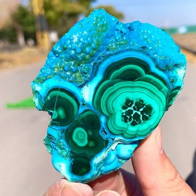 203G Natural Chrysocolla/Malachite transparent cluster rough