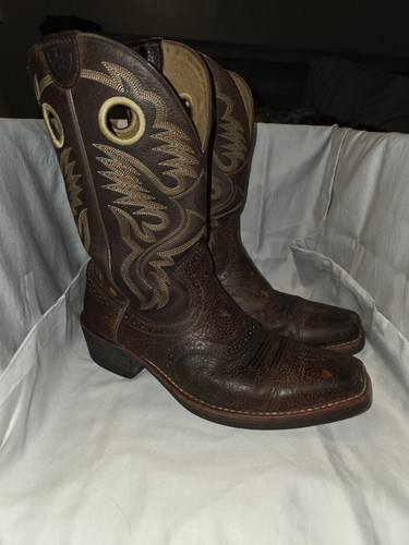 Ariat ATS Brown Leather Western Equestrian Boots US Size 10.5 Riding Footwear