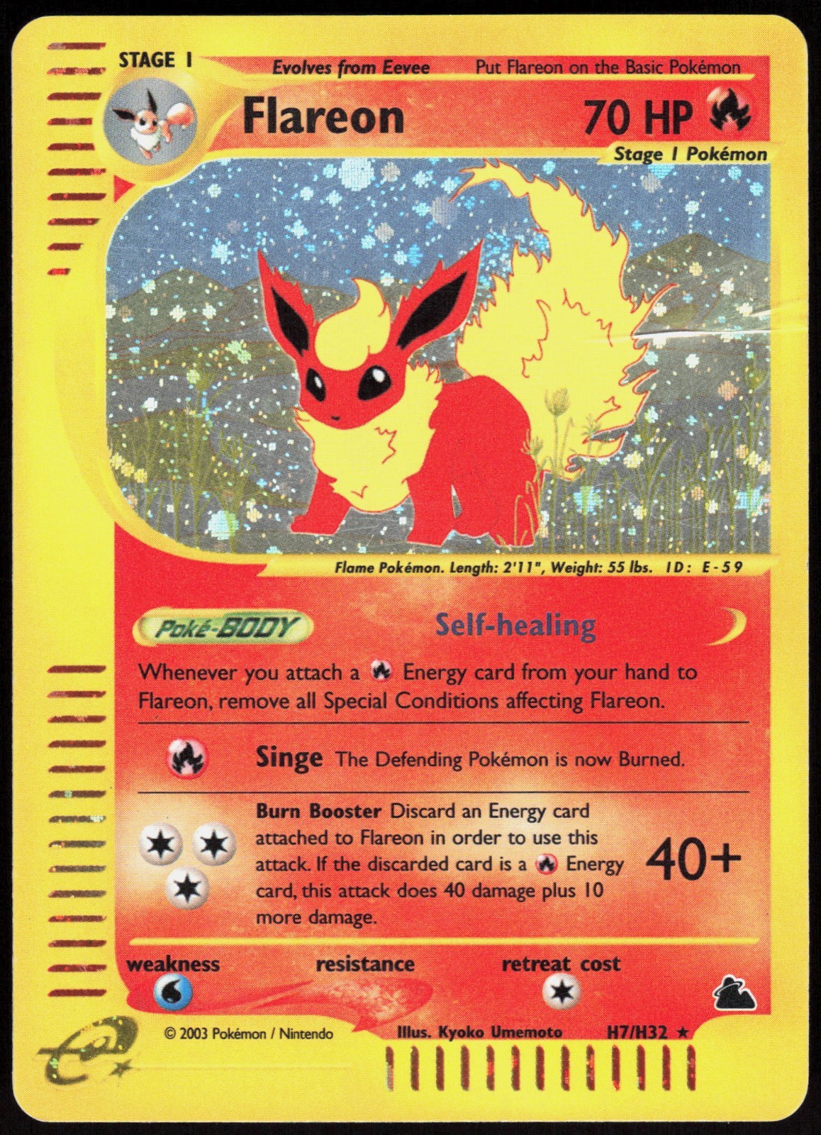 Flareon - H7/H32 - Pokemon Skyridge Holo Rare Card HP