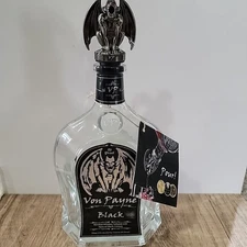 Von Payne Black Empty Whiskey Bottle with Gargoyle Pourer Spout 750ml