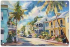 Tropical Street Scene Vintage Tin Sign Metal Wall Decor 8x12 Inch