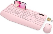 Wireless Keyboard and Mouse Combo - Large Print Ergonomic Keyboard with Wrist
