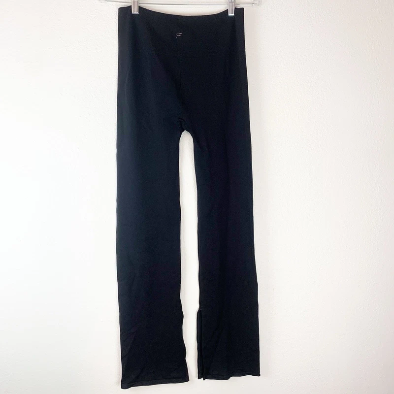 fabletics high waist ribbed slit stretch pull-on leggings pants