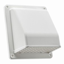 6 In. Exhaust Wall Hood Vent or Fresh Air Intake Vent,Spring Loaded Damper,White