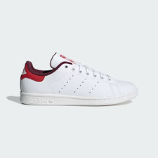 ADIDAS STAN SMITH sneakers bianche tallone rosso VERA PELLE ORIGINALI