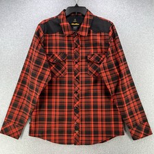 Katin Mens Button Shirt Large L Snap Button Red Plaid Long Sleeve Outdoor