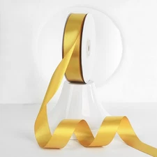 Lux Satin Double Faced Ribbon - 50 Yards Yellow Polyester Wrapping Ribbon for...
