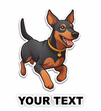 Set of 2 Doberman Pinscher Dog Decal Stickers with Free Custom Text