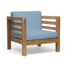 Outdoor Club Chair Pair, Modern , Premium Acacia Wood Construction, Comfortable