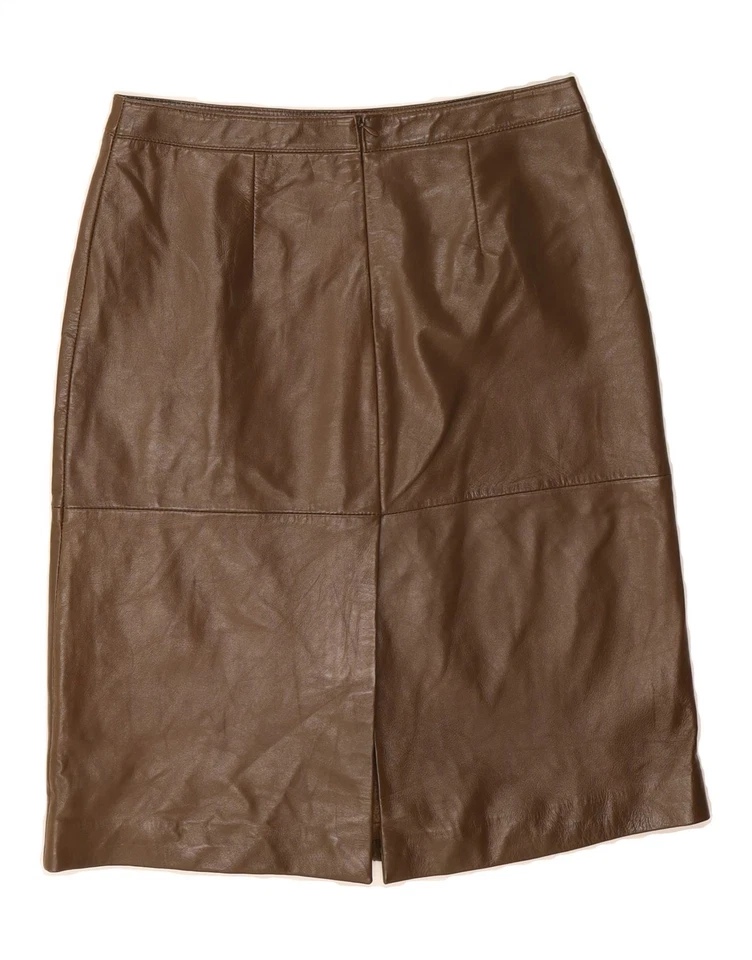 STEFANEL Womens Leather Skirt IT 44 Medium W30 Brown Leather WY13 - Image 2 of 3