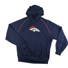 Denver Broncos Hoodie Sweatshirt Mens Large Blue Orange NFL Football Pullover