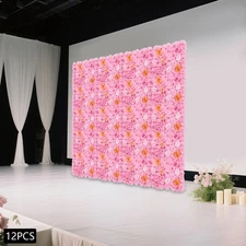 Flower Wall Panel Floral Backdrop Rose & Hydrangea Artificial Flower Decor 12Pcs