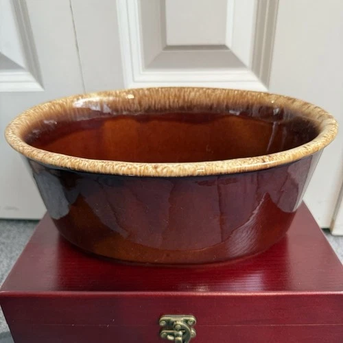 Vintage Hull Pottery Oven Proof USA Brown Drip Glaze Oval Casserole/Serving Dish