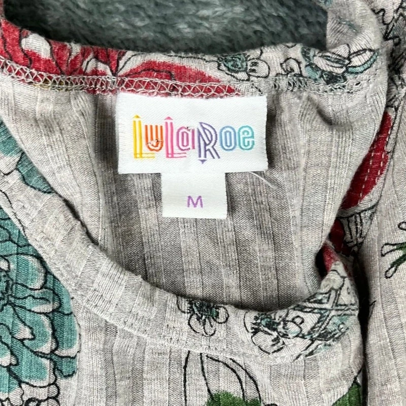 Vestido LuLaRoe Carly Para Mujer Mediano Floral Blanco Rojo Teal Columpio Alto-Bajo Foto 3 de 4