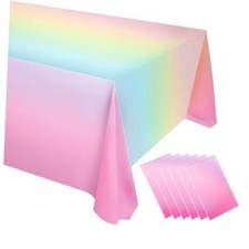 Pack Rainbow Tablecloth Table Cloths for Parties Decorations Plastic 6 Pastel