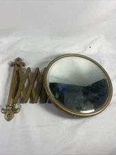 Antique Extendable Weber-Knapp Fleur de Lis Beveled Shaving Mirror Jamestown NY