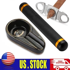 Galiner Travel Humidor Cigar Tube Case Ceramic Cigar Holder Ashtray and Cutter