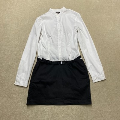 Miss Sixty Kleid Damen Medium weiß schwarz Colour Block Gürtel Y2K Shirt