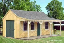 12' x 20' Building Cottage Shed With Porch Plans, Material List Included #81220