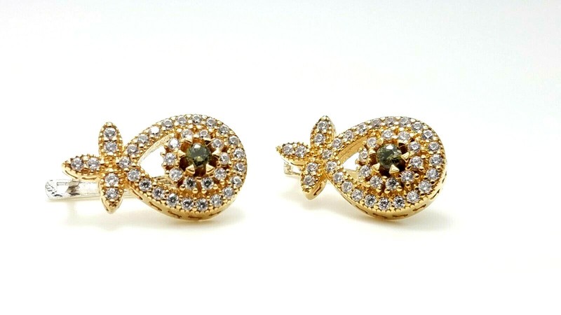 Hurrem Sultan 925 Sterling Silver Handmade Bronze Green Peridot Women's Earrings