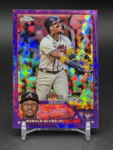 2023 Topps Chrome Baseball 🔥Ronald Acuna Jr 💥#39 Purple Logofractor /250!🧽🧼