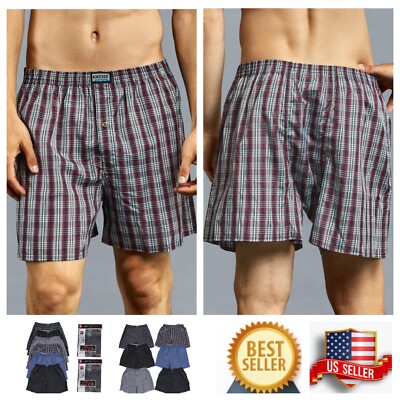 6 PACK Lot Men Knocker Plaid Boxer Shorts Underwear Checker Trunk Brief S-3XL