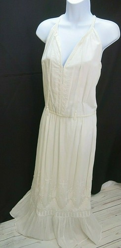 Womens Joie Manuelita Maxi Dress Sz XS Ivory Sleeveless Embroidered Prairie NWT - Picture 2 of 10