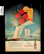 1953 Four Roses Diving Board Pool Whiskey Vintage Print ad 015680
