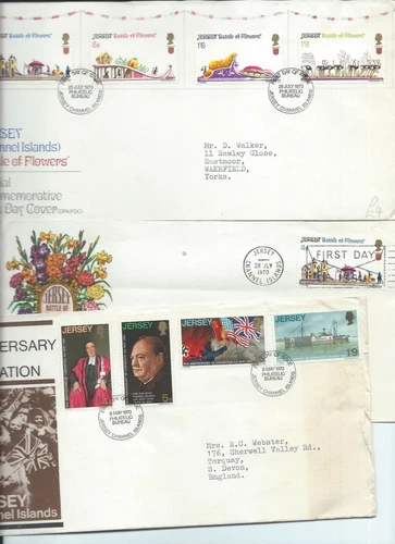 Jersey stamps. 1970 Battle of Flowers FDC plus a 4d etc  (F357)