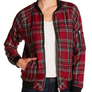 red plaid bomber jacket