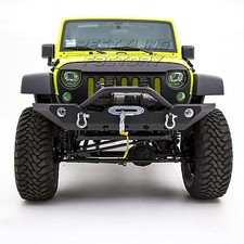 Front Bumper Woe Fog Light Hole Winch Mount Plate Fit 07-18 Jeep Wrangler Jk