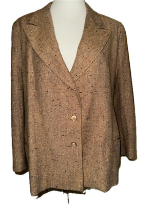 Escada Vintage Blazer Damen Preloved Größe L Beige Meliert Oversized Hellbraun