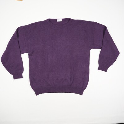 Peter Hahn Herren Pullover Gr. L / XL lila Strickpullover Langarm Rundhals Wolle