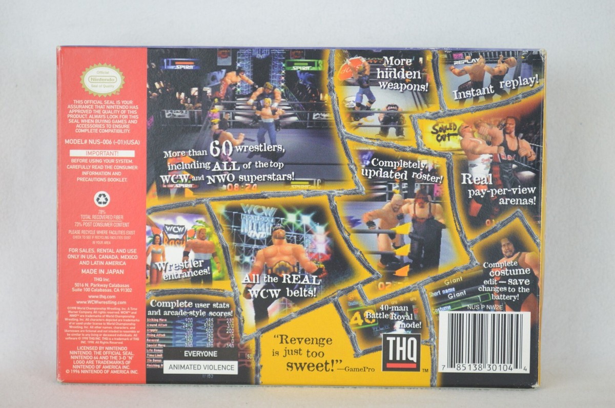 1998 THQ Nintendo 64 WCW NWO Revenge Video Game Complete with Box