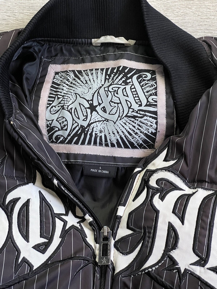 Vintage Y2K SoCal No Fear Striped Puffer Size L Black And White | eBay