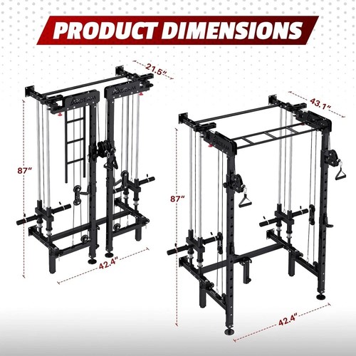 Rack Elettrico Pieghevole, Squat Rack da Parete con Macchina Incrocio Cavi e LA... - Foto 5 di 7
