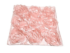 Decorative Throw Pillow Cover Dusty Rose Pink Satin Big Rosettes 16"X16" Square