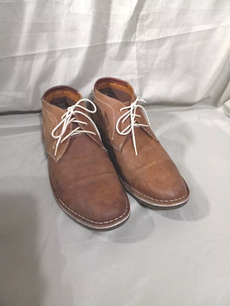 Steve Madden Mens Chukka Ankle Boots 2 TONE Brown Leather P Ivon