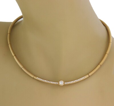 Diamonds 18k Yellow Gold Tube Link Collar Necklace