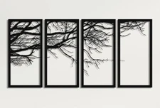 DEKADRON Metal Wall Art Tree of Life 4 Pieces, Metal Trees Decor Hanging