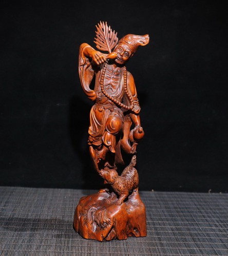23 cm China Boxwood statue Natural old wood carving Jigong statue sculpture - 第 1/9 張圖片
