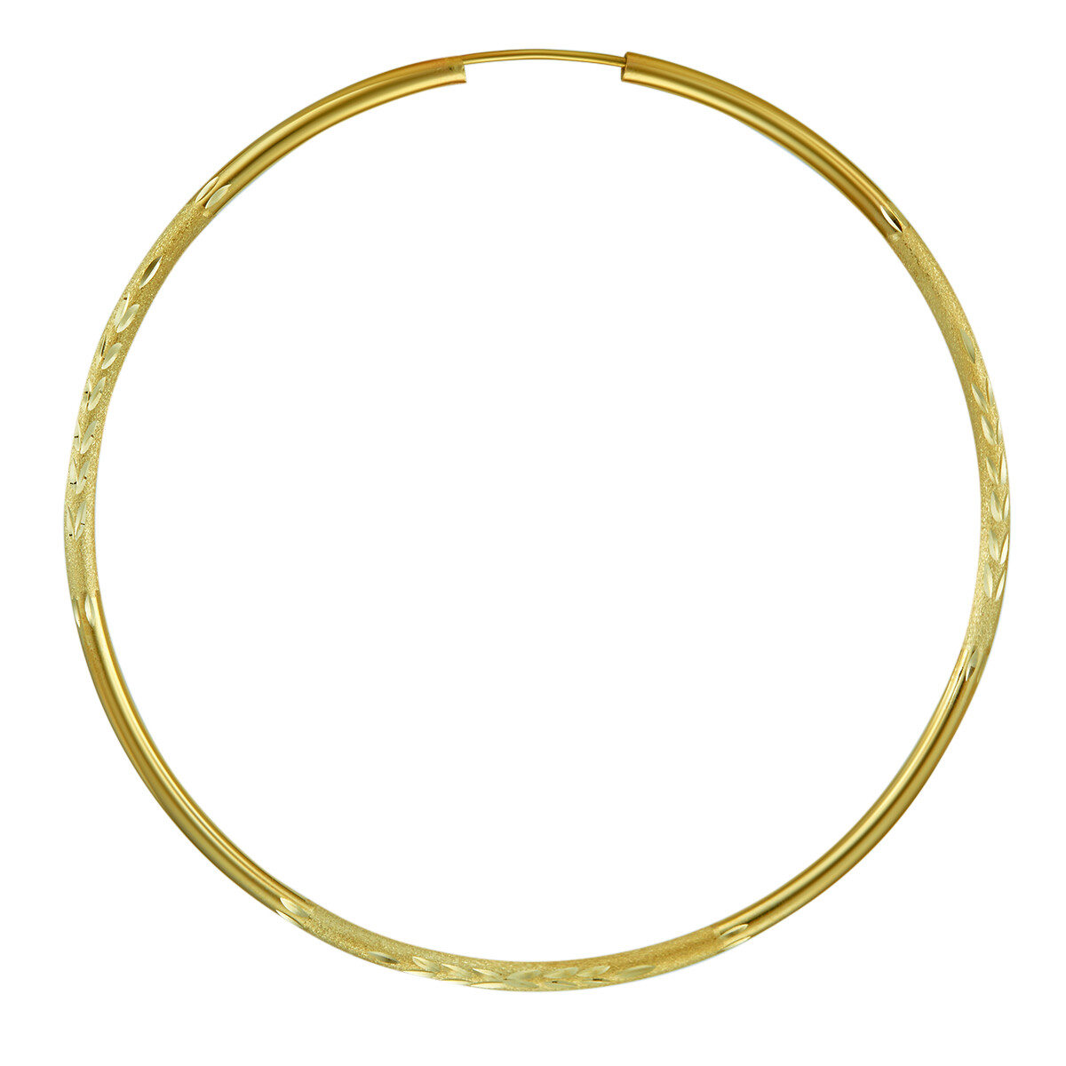 Wellingsale 14k Yellow Gold Diamond Cut 2mm Endless Hoop Earrings (60 x 60 mm)