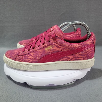 Size Mens Puma Suede Animal Print Cerise/Dubarry/Gold Foil Shoes Wms Sz 