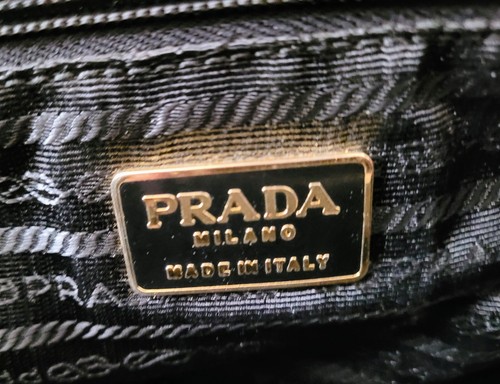 AUTÉNTICO BOLSO DE MANO PRADA TELA ACOLCHADA NYLON CORREA DE CADENA USADO - Imagen 16 de 16
