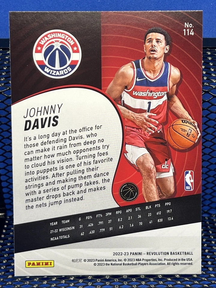 2022-23 Panini Revolution JOHNNY DAVIS Washington Wizards RC Base 114 - Image 2 of 2