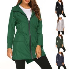 Women Lightweight Parka Jacket Ladies Waterproof Windproof Hooded Coat Raincoat