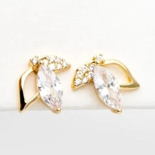 Marquise Cut Simulated Diamond Stunning Stud Earring In 14k Yellow Gold Plated